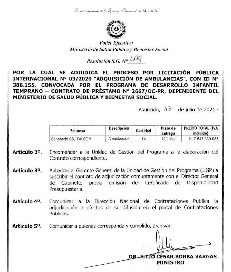 CADAM REITERA SU PREOCUPACIÓN POR LA ADQUSICIÓN DE AMBULANCIAS POR LA LICITACIÓN PÚBLICA INTERNACIONAL Nº 03/2020.